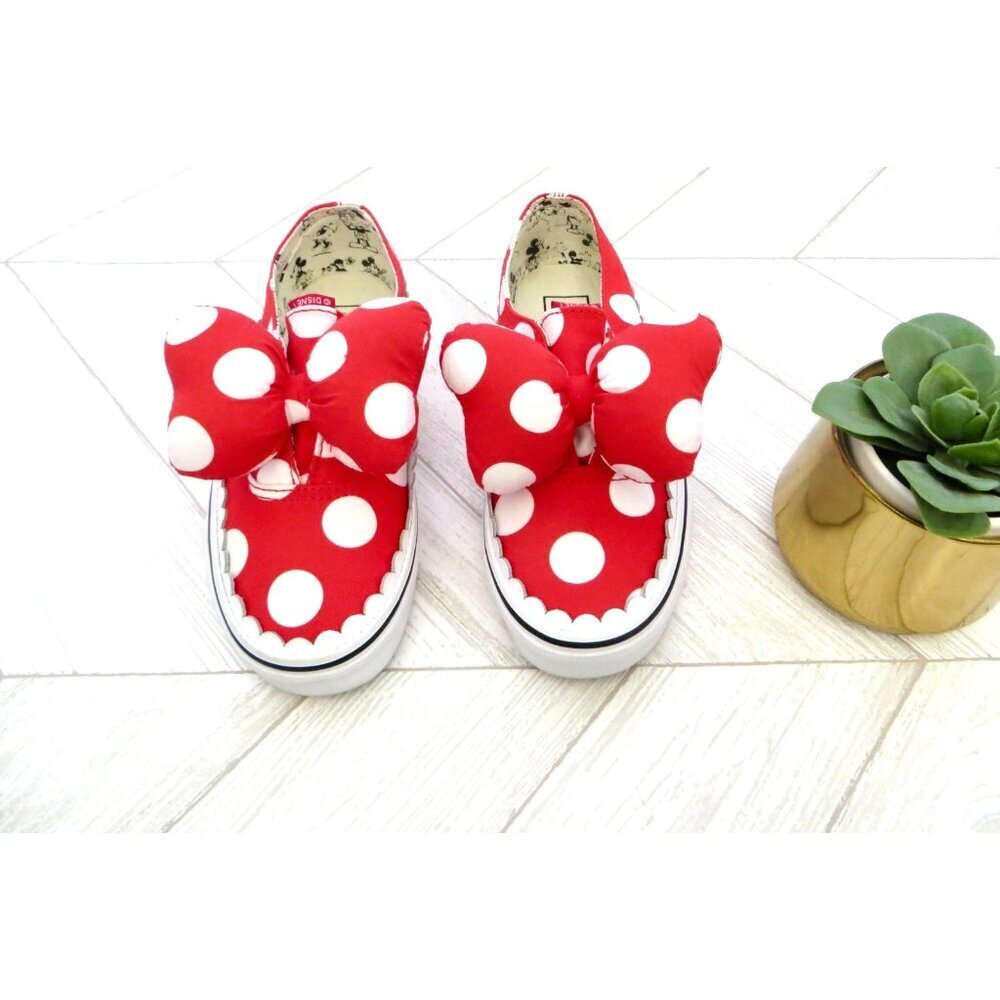 NEW! RARE VANS Disney Minnie Mouse Polka Dots Bow Sneakers Red White SZ 5.5 - Picture 6 of 12